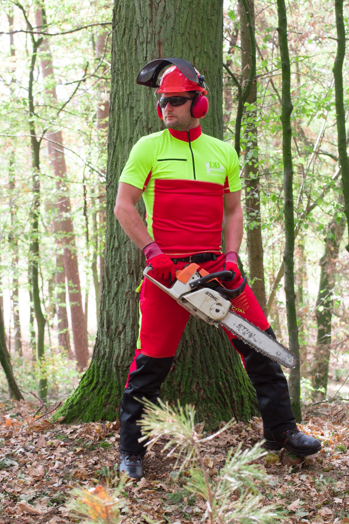 Forest Fighter Muzio Schnittschutzhose Latzhose Forstbekleidung Forsthose rot 